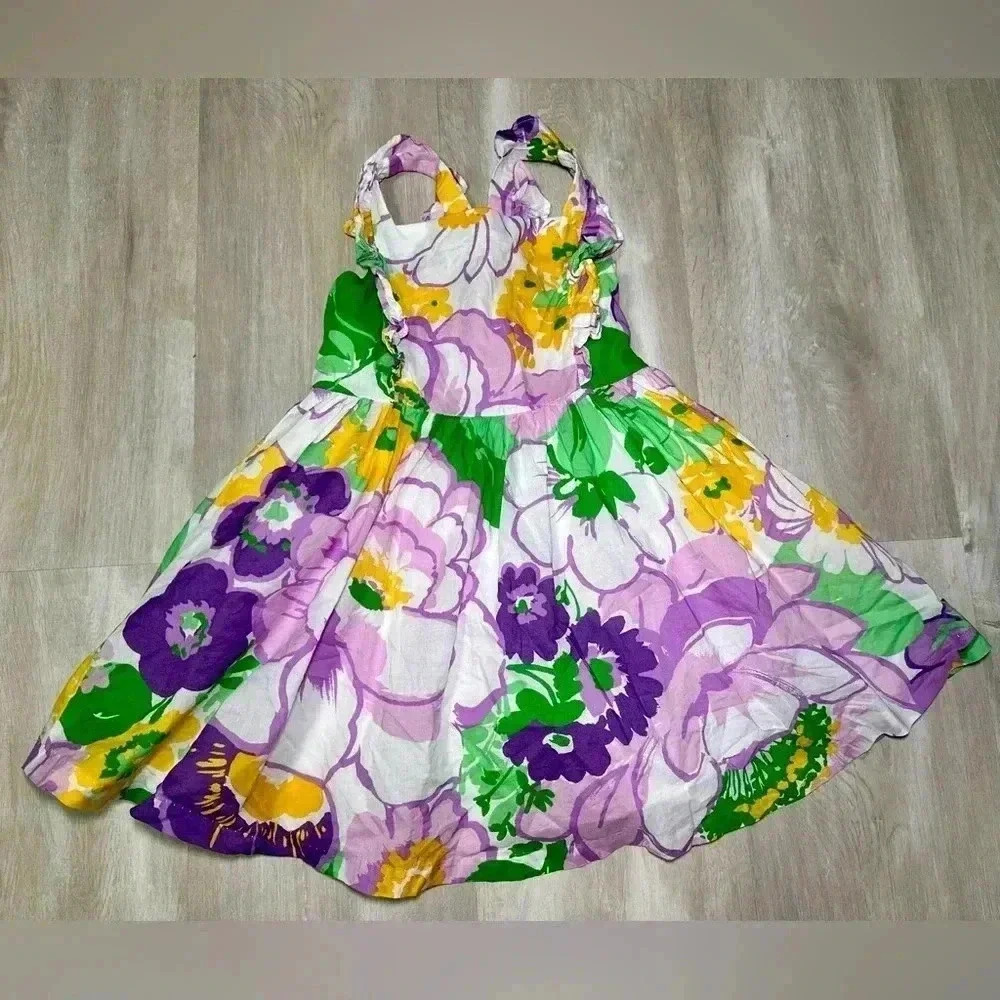 Kids Floral Ruffle Dress Girls Summer Vacation Party Outfit Toddler Child sz 3T - Picture 3 of 6